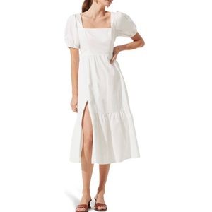 ASTR The Label white poplin puff sleeve dress
